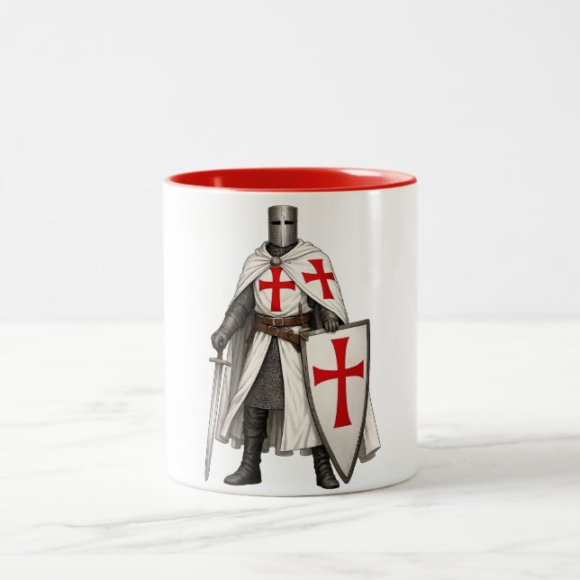 Em Dois Tons Caneca de Café Cavaleiro Templário Cruzado (Centro)