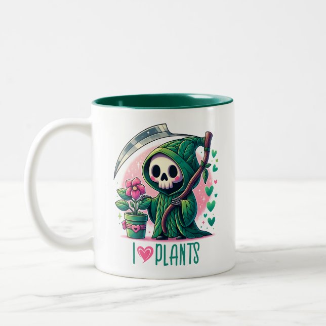 Em Dois Tons Caneca de Café Ceifador Amante de Plantas (Esquerda)