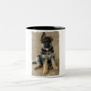 Em Dois Tons Caneca de café cerâmica do filhote de cachorro d