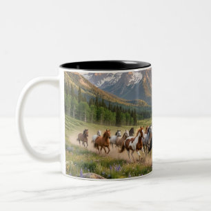 Em Dois Tons Caneca de Café Cerâmica do Pôr do Sol do Mustang S