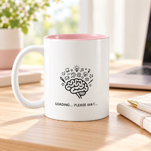 Em Dois Tons Caneca de Café Cérebro Engraçado Carregando Por Fa