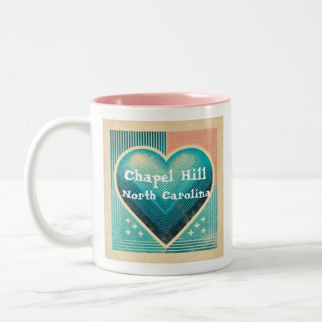 Em Dois Tons Caneca de Café Chapel Hill Heart (Esquerda)