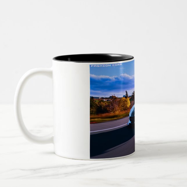 Em Dois Tons caneca de café clássica de carro esportivo branco  (Esquerda)