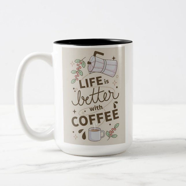 Em Dois Tons Caneca de Café Clássica – Design Simples e Elegant (Esquerda)