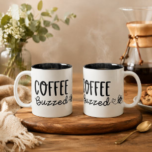 Em Dois Tons Caneca de Café Coffee Buzzed Bumblebee