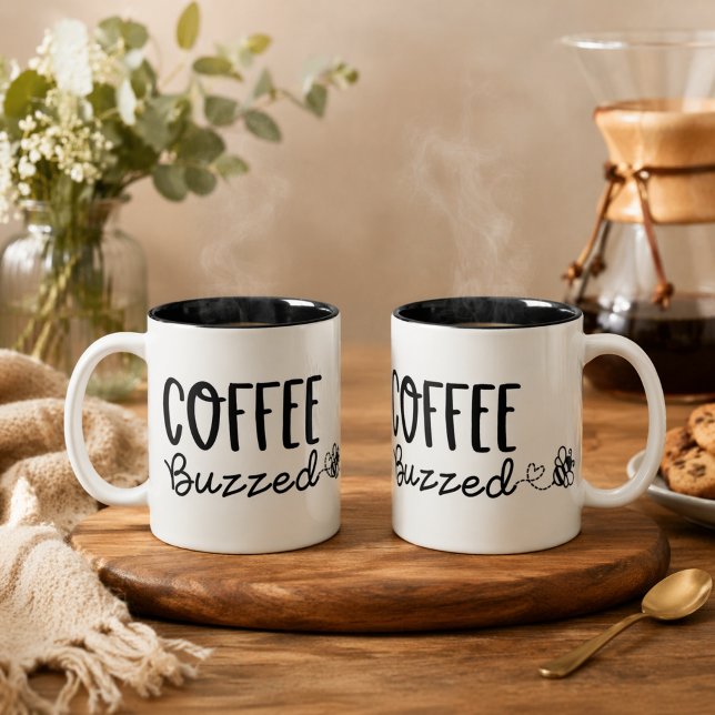 Em Dois Tons Caneca de Café Coffee Buzzed Bumblebee (Criador carregado)