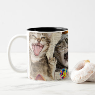 Em Dois Tons Caneca de Café Colagem de Gatos