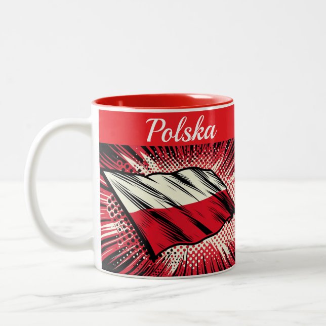 Em Dois Tons Caneca de café com a bandeira da Polônia (Esquerda)