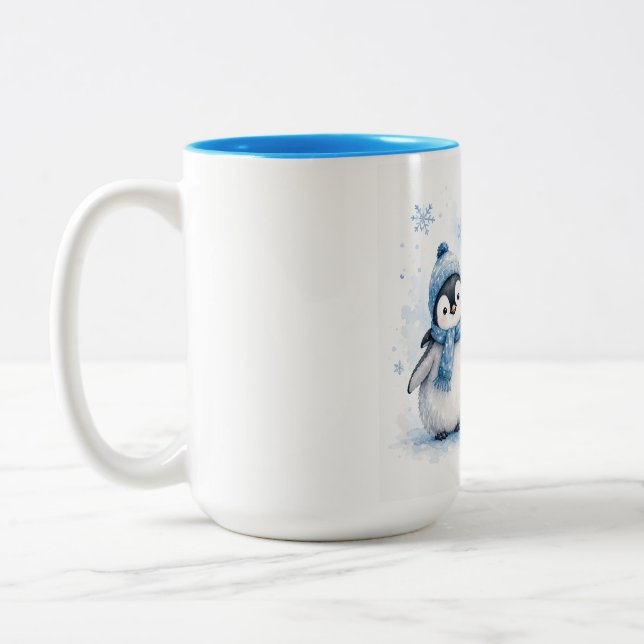Em Dois Tons Caneca de Café com Acento Azul de Pinguim de Inver (Esquerda)