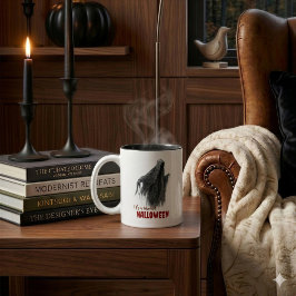 Em Dois Tons Caneca de Café com Acento de Fantasma de Halloween