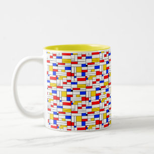 Em Dois Tons Caneca de Café com Arte Abstrata no Estilo de Piet