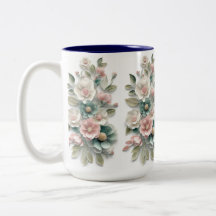 Caneca de Café com Arte Floral Elegante