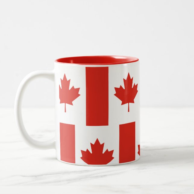 Em Dois Tons Caneca de café com bandeira canadense Canadá Folha (Esquerda)