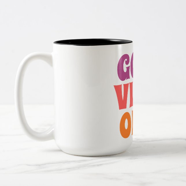 Em Dois Tons Caneca de Café Com Boas Vibrações  (Esquerda)