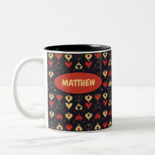 Em Dois Tons Caneca de café com cartas de baralho tema de pôque