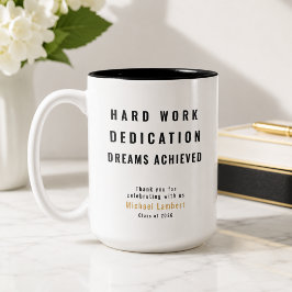Em Dois Tons Caneca de Café com Citação Moderna de Formatura
