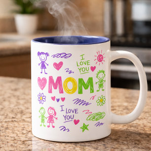 Em Dois Tons Caneca de Café com Desenho Infantil Fofo para o Di
