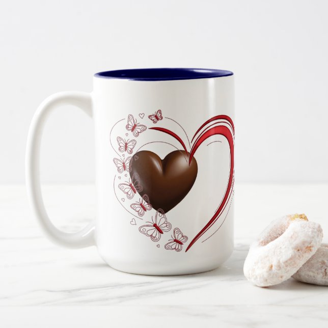 Em Dois Tons Caneca de café com design de presente de amor (Com Donut)
