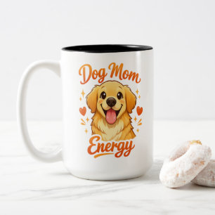 Em Dois Tons Caneca de Café com Energia de Mãe de Cachorro Fofo
