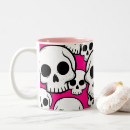 Em Dois Tons Caneca de Café com Estampa de Caveira Rosa