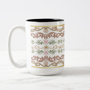 Em Dois Tons Caneca de Café com Estampa Floral Vintage Damask