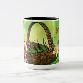Em Dois Tons Caneca de café com flores