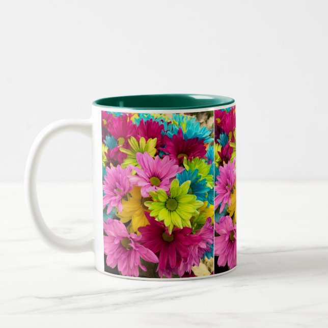 Em Dois Tons Caneca de café com flores agradáveis (Esquerda)