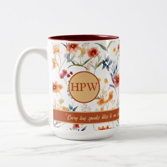 Em Dois Tons Caneca de Café com Fonte Clássica de Monograma de  (Esquerda)