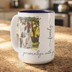 Em Dois Tons Caneca de Café com Foto da Família Personalizada