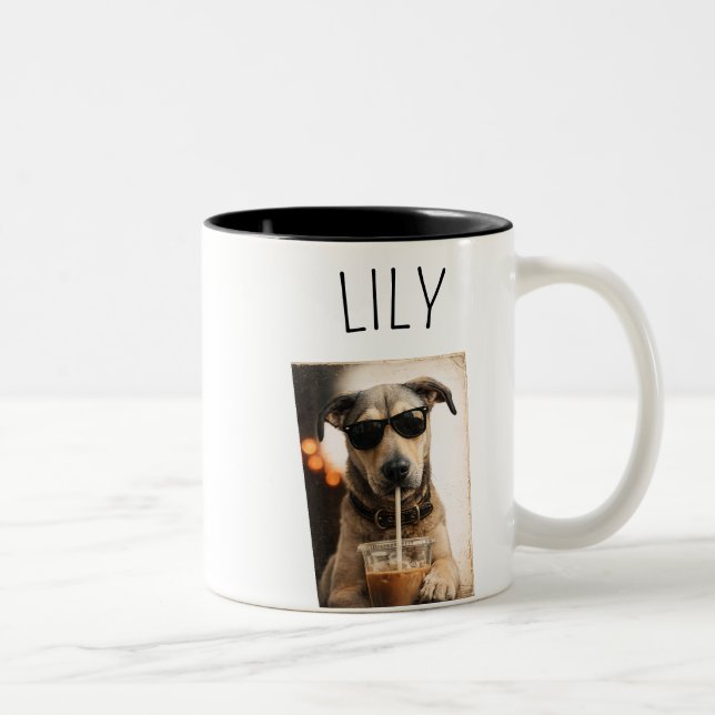 Em Dois Tons Caneca de Café com Foto Personalizada do Animal de (Direita)