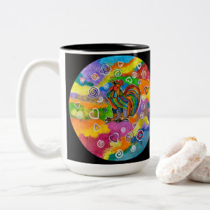 Em Dois Tons Caneca de café com galo apaixonado