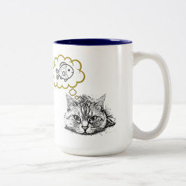 Em Dois Tons Caneca de Café com Gato Sonhando com Peixe Desenha