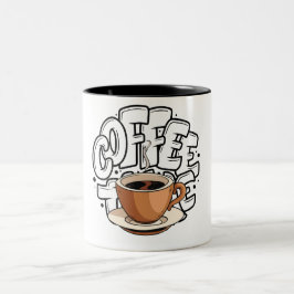 Em Dois Tons caneca de café com ilustração castanha negra