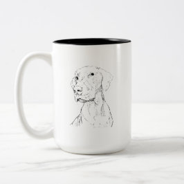 Em Dois Tons Caneca de Café com Ilustração Minimalista de Vizsl