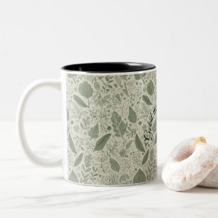 Em Dois Tons Caneca de Café com Impressão Botânica de Folha N