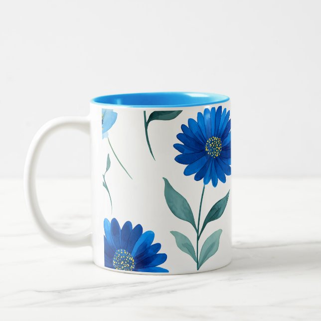 Em Dois Tons Caneca de Café com Impressão Floral Encantadora (Esquerda)