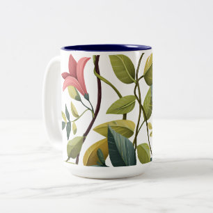 Em Dois Tons Caneca de Café com Impressão Floral Encantadora