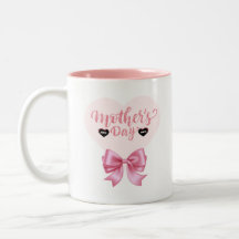Caneca de Café com Laço de Fita Rosa Dia das Mães