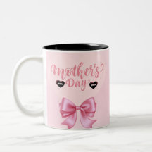 Caneca de Café com Laço de Fita Rosa Dia das Mães