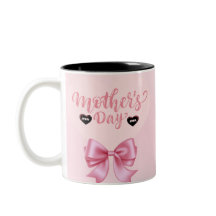 Caneca de Café com Laço de Fita Rosa Dia das Mães