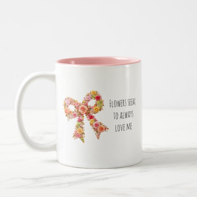Em Dois Tons Caneca de Café com Laço Floral | Presente Botânico (Esquerda)