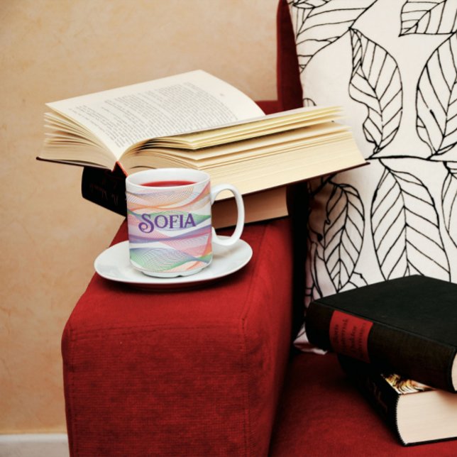 Em Dois Tons caneca de café com lavanda abstrato na moda (Criador carregado)