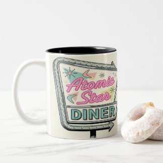 Em Dois Tons Caneca de café com letreiro de estrada da lanchone