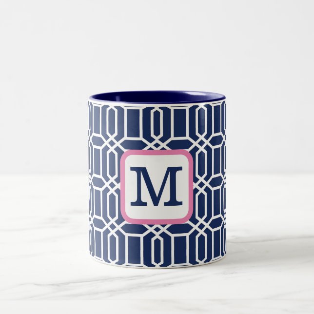 Em Dois Tons Caneca de Café com Monograma Geométrico Octogonal  (Centro)