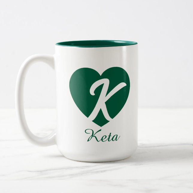 Em Dois Tons Caneca de Café com Monograma Personalizado de Cora (Esquerda)