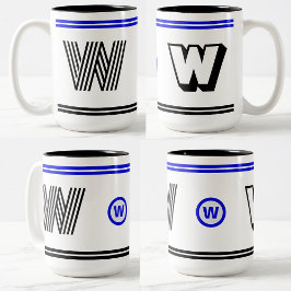 Em Dois Tons Caneca de Café com Monograma Único (Presente com L