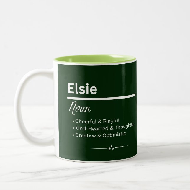 Em Dois Tons Caneca de Café com Nome Personalizado Elsie Signif (Esquerda)