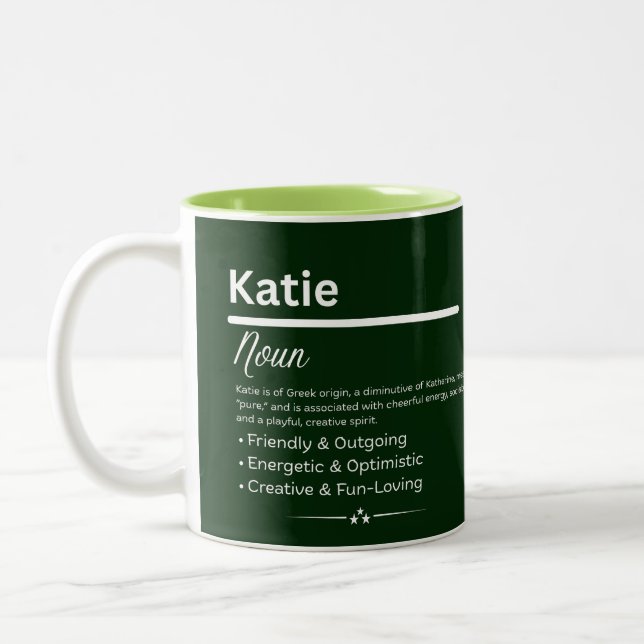 Em Dois Tons Caneca de Café com o Significado do Nome Personali (Esquerda)