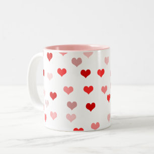 Em Dois Tons Caneca de Café com Padrão de Coração