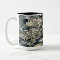 Caneca de Café com Padrão Floral de Dragão Asiátic